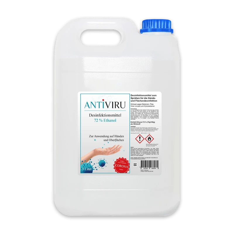 ANTiVIRU | Desinfektionsmittel 6x 5L Kanister | Handdesinfektion & Flächendesinfektion | Viruzid | Anwendungsfertig 6 ANTiVIRU | Desinfektionsmittel 6x 5L Kanister | Handdesinfektion & Flächendesinfektion | Viruzid | Anwendungsfertig – Bild 4