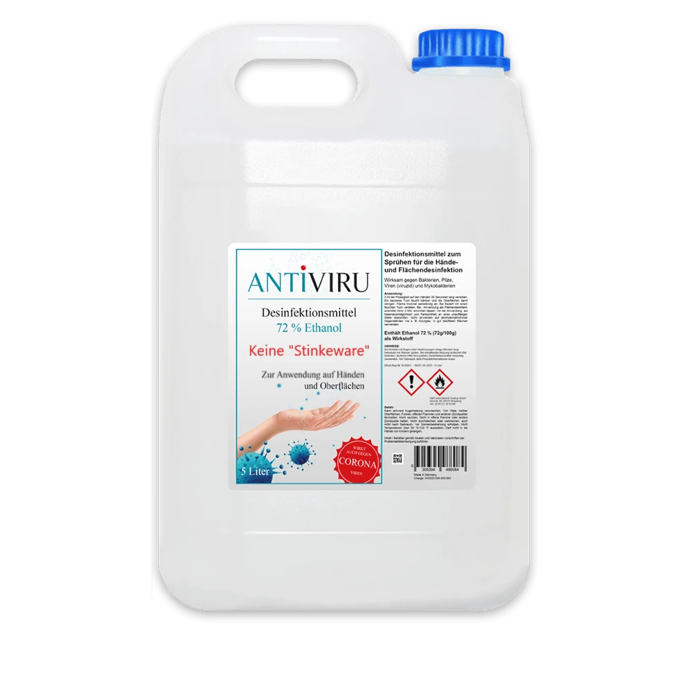 ANTiVIRU | Desinfektionsmittel 6x 5L Kanister | Handdesinfektion & Flächendesinfektion | Viruzid | Anwendungsfertig 4 ANTiVIRU | Desinfektionsmittel 6x 5L Kanister | Handdesinfektion & Flächendesinfektion | Viruzid | Anwendungsfertig – Bild 2